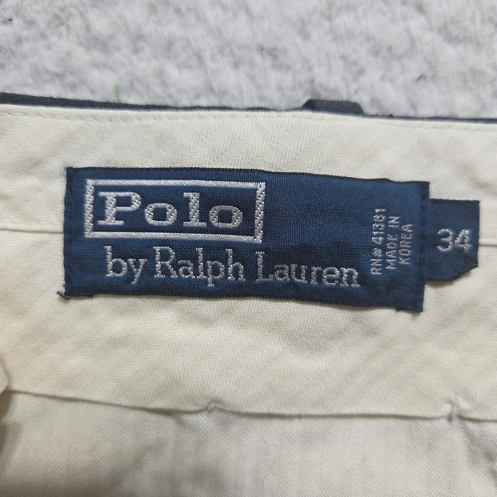 Vtg 90s Polo Ralph Lauren Pure Wool Mens 34x29 Pleated Black Trousers Pants - Picture 3 of 8